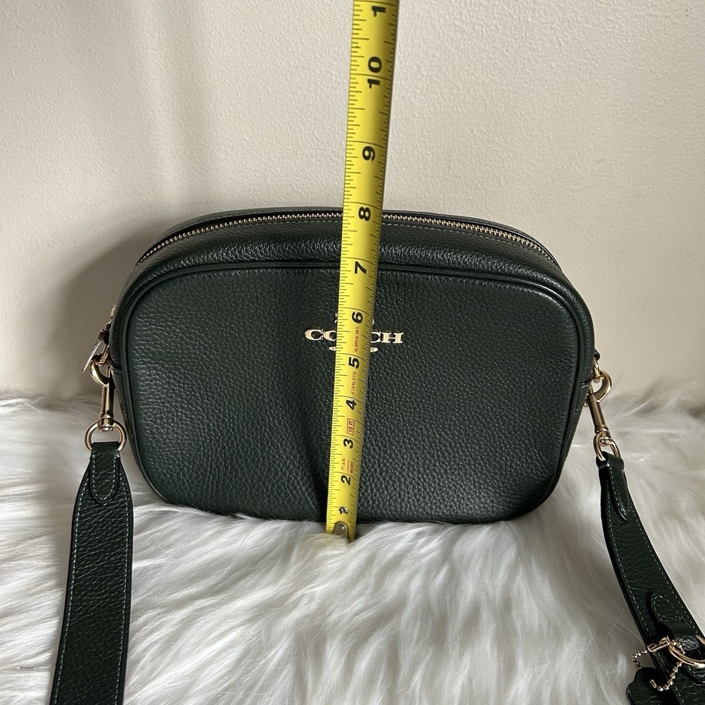 Coach Jamie Camera Bag Forest Green Pebbled‎ Leather Crossbody Excellent - Picture 8 of 9